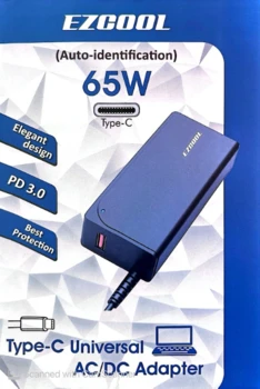 מטען EZCOOL אוניברסלי 65W | חיבור Type-C | PD 3.0 מהיר