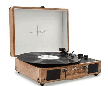 פטיפון HARPER BT HRT-10 | צבע חום | חיבור Bluetooth מובנה